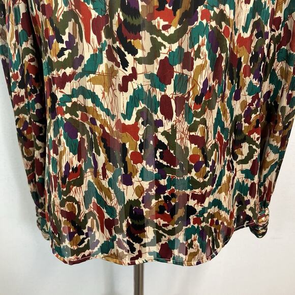 Vintage Notations Blouse sz 10 Orange Green Purple Career Shoulder Pads 90's Y2K - Picture 6 of 12